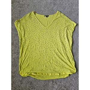 CHAUS SPORT Blouse Yellow Studded Shirt Womens Size Large Y2k Summer Bikercore